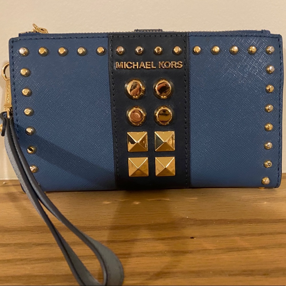 Michael Kors Blue Studded Clutch
